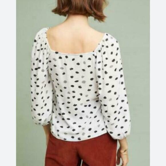Anthropologie Ranna Gill Francois Blouse Black White Polka Dot Small Coquette - Picture 3 of 11